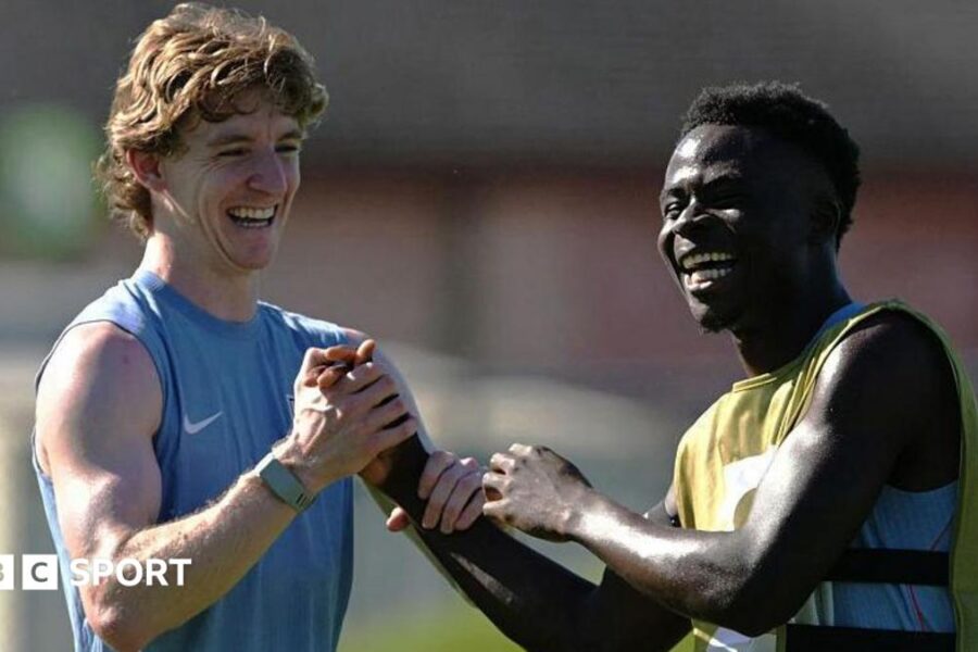 Saka trains with England squad before Ghana match