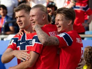 Norway win as Haaland nets two in debut at WC