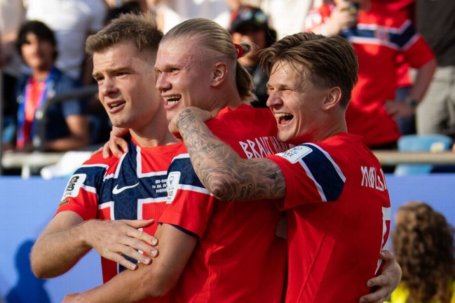 Norway win as Haaland nets two in debut at WC