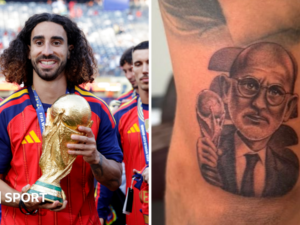 Cucurella gets tattoo of Spain coach De la Fuente