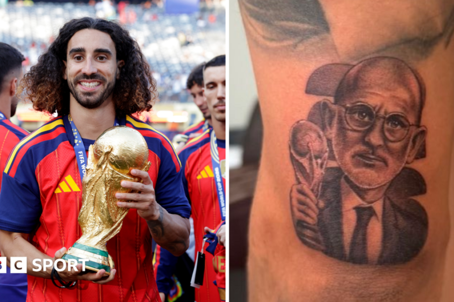 Cucurella gets tattoo of Spain coach De la Fuente