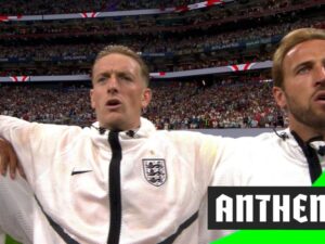 England and Argentina national anthems drowned out