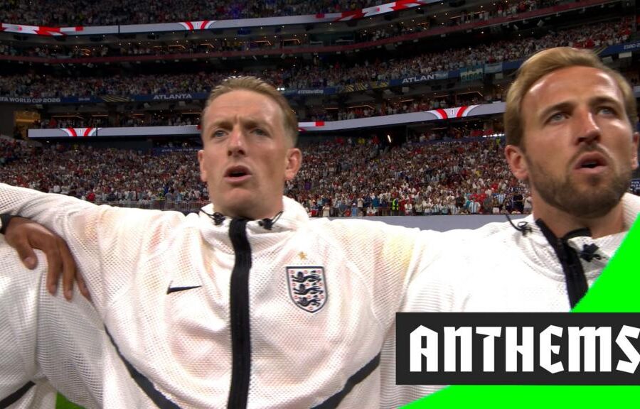 England and Argentina national anthems drowned out