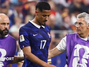 Arsenal to assess Saliba back injury with surgery an option